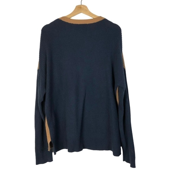 Madewell Thompson Pocket Brown & Blue Colorblock Crewneck Sweater XL - Picture 5 of 6